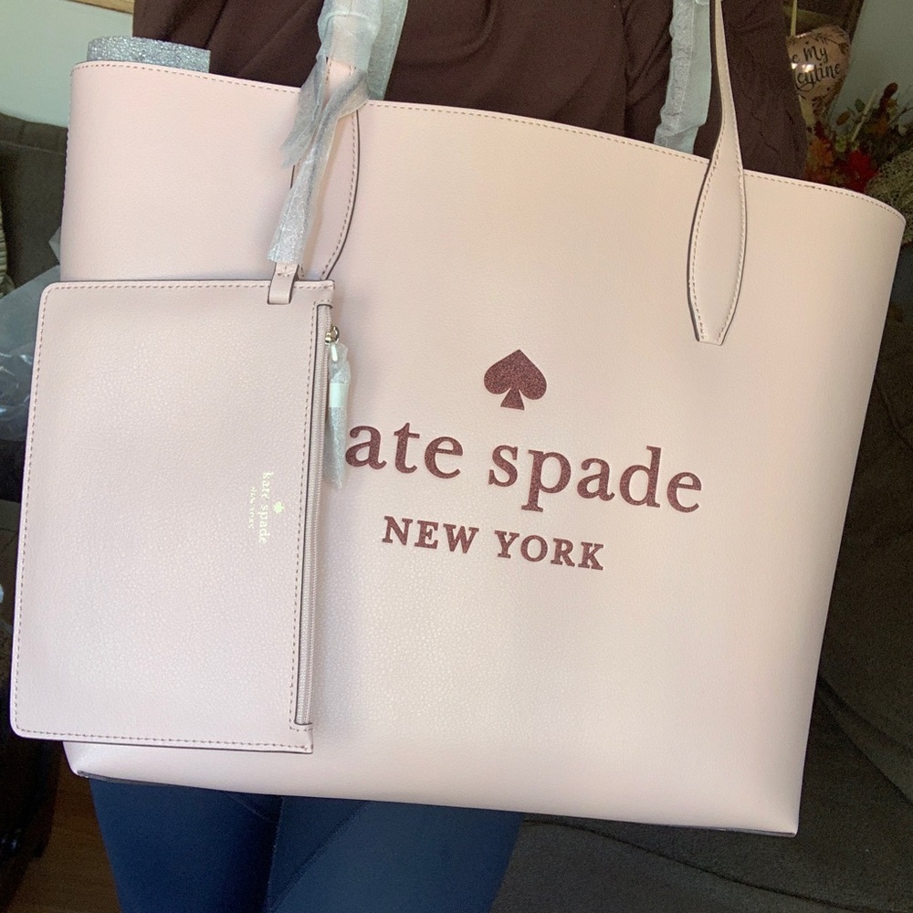 Authentic KATE SPADE Reversible leather tote & wristlet - Picture 12 of 16